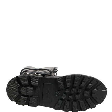Dolce & Gabbana Black Leather Knee High Combat Boots Shoes