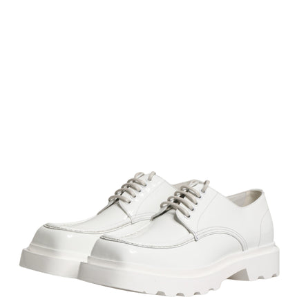 Dolce & Gabbana White Leather Chunky Sole Derby Shoes