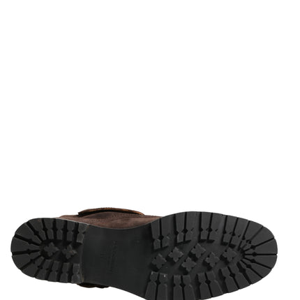 Dolce & Gabbana Brown Suede Leather Combat Ankle Boots  Shoes