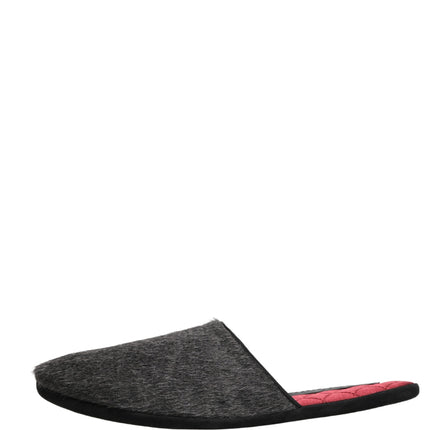 Dolce & Gabbana Dark Grey Charcoal Wool Red Slippers Shoes