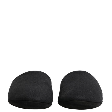Dolce & Gabbana Black Wool Cashmere Red Quilted Slippers Shoes