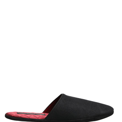 Dolce & Gabbana Black Wool Cashmere Red Quilted Slippers Shoes