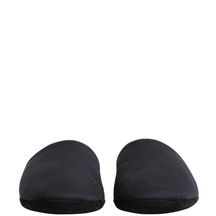 Dolce & Gabbana Dark Navy Wool Cotton Red Chevron Slippers Shoes