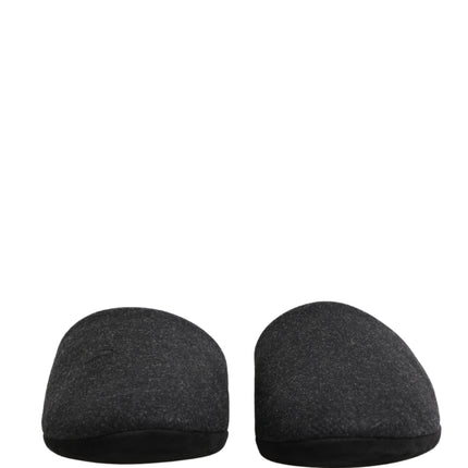 Dolce & Gabbana Anthracite Wool Cashmere Quilted Slippers Shoes
