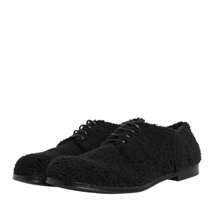 Dolce & Gabbana Men Black Riccio Shearling Dress Derby Shoes