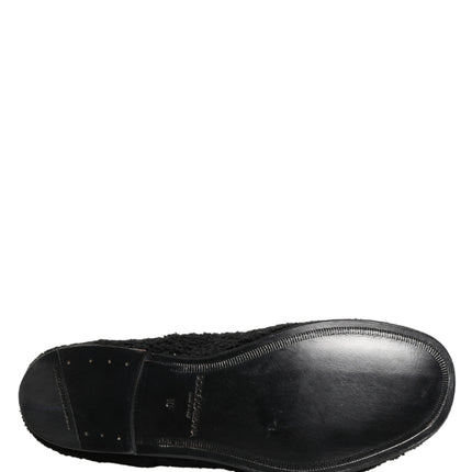 Dolce & Gabbana Men Black Riccio Shearling Dress Derby Shoes
