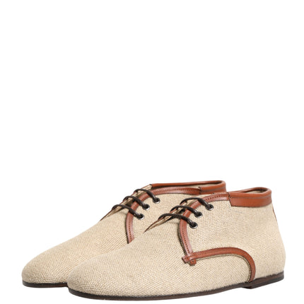Dolce & Gabbana Beige Canvas Lace-Up Men Dress Derby Shoes