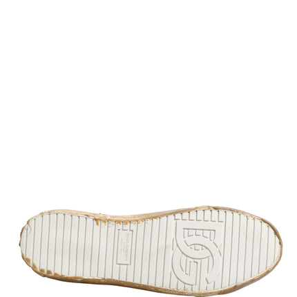 Dolce & Gabbana White Leather Paint Effect Low Top Sneakers  Shoes