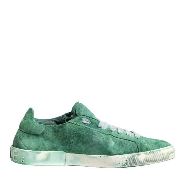 Dolce & Gabbana Green Suade DG Logo Sole Low Top Sneakers Shoes