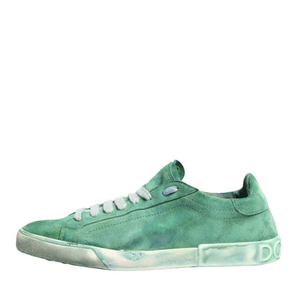 Dolce & Gabbana Green Suade DG Logo Sole Low Top Sneakers Shoes