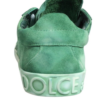 Dolce & Gabbana Green Suade DG Logo Sole Low Top Sneakers Shoes