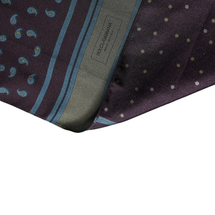 Dolce & Gabbana Men Scarf Maroon Patterned Silk Neck Foulard 132cm x 33cm