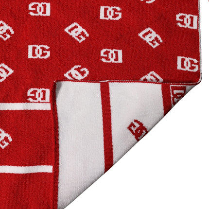 Dolce & Gabbana Red White Logo Print Foulard 201cm x 40.5cm  Men Scarf