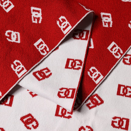 Dolce & Gabbana Red White Logo Print Foulard 201cm x 40.5cm  Men Scarf
