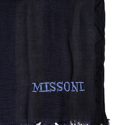 Dolce & Gabbana Dark Blue Wool Knit Unisex Wrap Fringe Shawl 170cm x 60cm Scarf