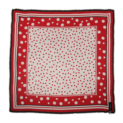 Dolce & Gabbana Red Polka Dot Print Square Stole 130cm x 130cm Scarf
