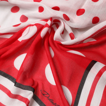 Dolce & Gabbana Red Polka Dot Print Square Stole 130cm x 130cm Scarf