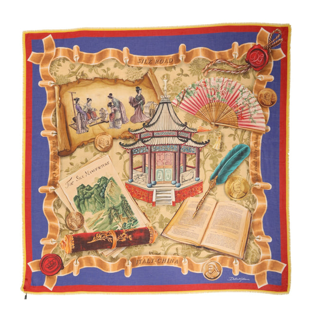 Dolce & Gabbana Multicolor Italy China Shawl Wrap 140cm x 130cm  Scarf