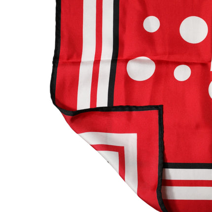 Dolce & Gabbana Red White Polka Dot Square Foulard 90cm x 88cm Scarf