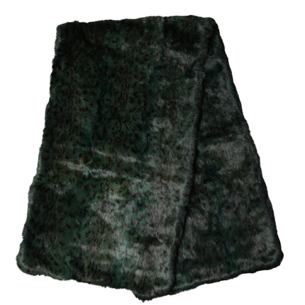 Dolce & Gabbana Black Green Stripe Fur Shawl Neck Wrap 180cm x49cm  Scarf