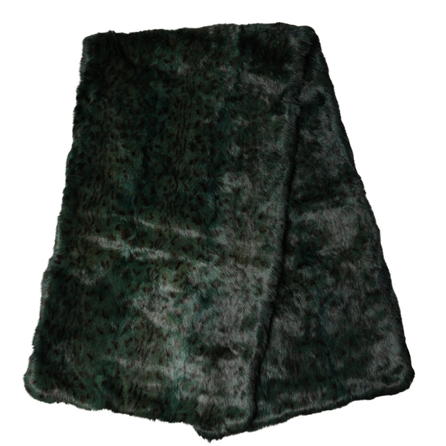 Dolce & Gabbana Black Green Stripe Fur Shawl Neck Wrap 180cm x49cm  Scarf