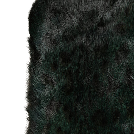 Dolce & Gabbana Black Green Stripe Fur Shawl Neck Wrap 180cm x49cm  Scarf