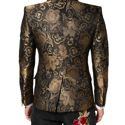 Dolce & Gabbana Gold Jacquard Single Breasted Tuxedo Blazer
