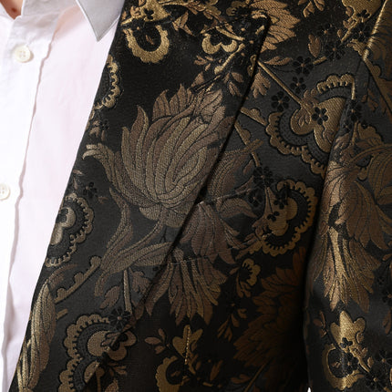 Dolce & Gabbana Gold Jacquard Single Breasted Tuxedo Blazer