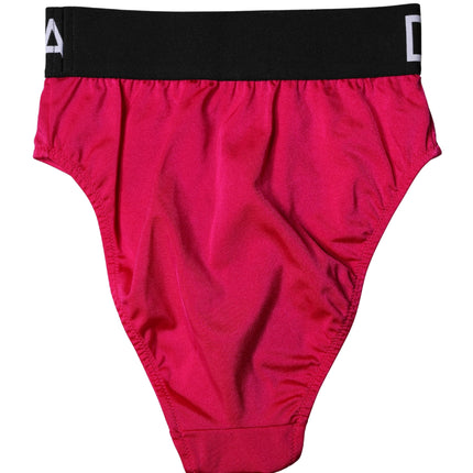 Dolce & Gabbana Pink Embellished High-Waist Brief Logo Underwear