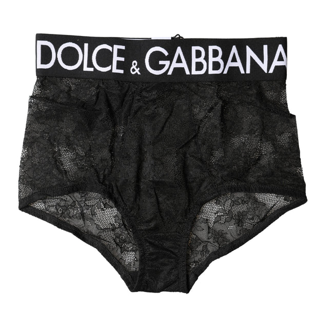 Dolce & Gabbana Black Logo Girdle High Waist Panty Underwear