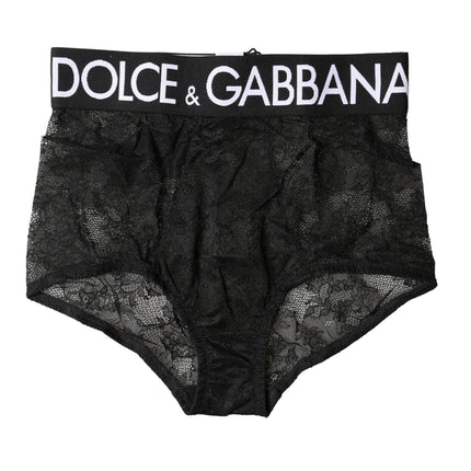 Dolce & Gabbana Black Logo Girdle High Waist Panty Underwear