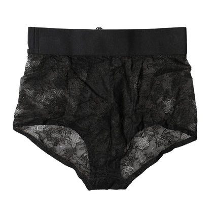 Dolce & Gabbana Black Logo Girdle High Waist Panty Underwear