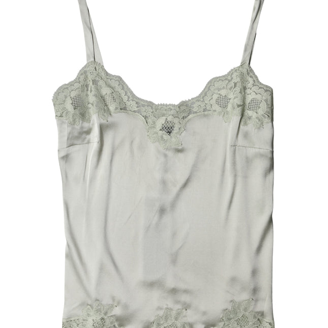 Dolce & Gabbana Light Green Floral Lace Lingerie Top Underwear