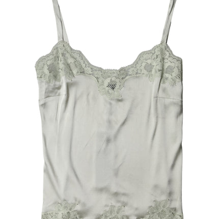 Dolce & Gabbana Light Green Floral Lace Lingerie Top Underwear