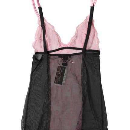 Roberto Cavalli Black Pink Floral Lace Lingerie Top Underwear