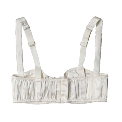 Dolce & Gabbana White Silk Satin Underwire Bra Semi Pad Underwear