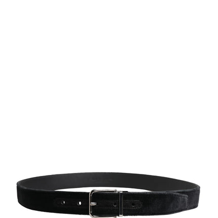 Dolce & Gabbana Black Suede Silver Tone Metal Buckle Men Belt