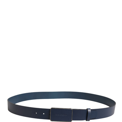 Dolce & Gabbana Blue Leather Logo Metal Buckle Men Belt