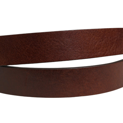 Dolce & Gabbana Brown Leather Logo Metal Buckle Men Belt