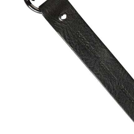 Dolce & Gabbana Black Leather Silver Chain Waist Men Belt
