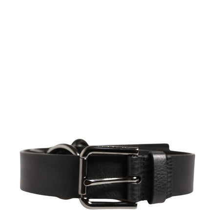Dolce & Gabbana Black Leather Silver Chain Waist Men Belt