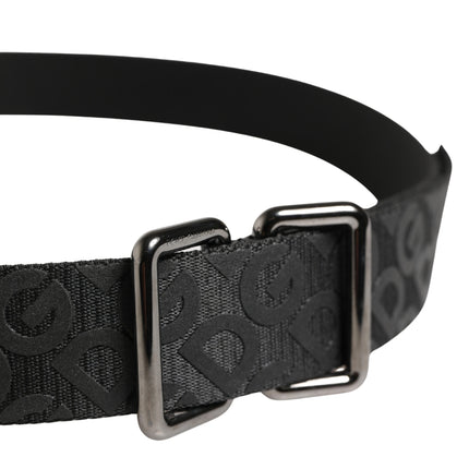 Dolce & Gabbana Black Logo Monogram Silver Metal Buckle Belt