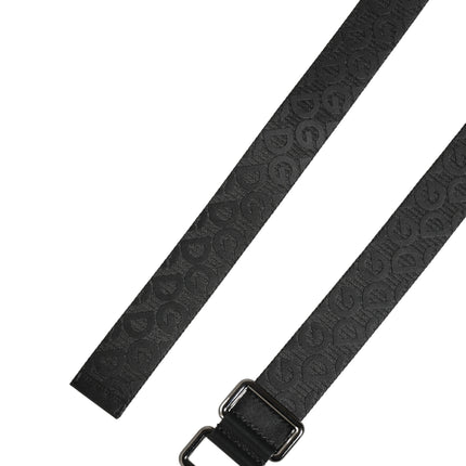 Dolce & Gabbana Black Logo Monogram Silver Metal Buckle Belt