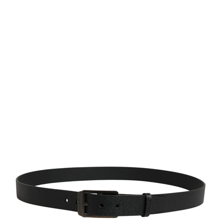 Dolce & Gabbana Black Calf Leather Gold Metal Buckle  Belt