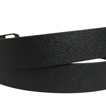 Dolce & Gabbana Black Calf Leather Gold Metal Buckle  Belt