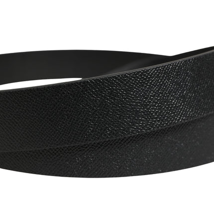 Dolce & Gabbana Black Calf Leather Silver Metal Buckle Belt