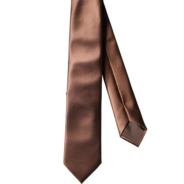 Dolce & Gabbana Brown Satin 100% Silk Wide Adjustable Men Necktie Tie