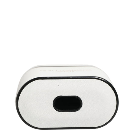 Dolce & Gabbana White Calf Leather Logo Print Flip Holder  Airpods Case