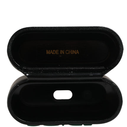 Dolce & Gabbana Black PVC Embossed Logo Flip Holder Women Airpods Case