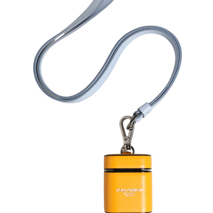 Dolce & Gabbana Case Yellow Calf Leather Logo Flip Holder Strap Airpods